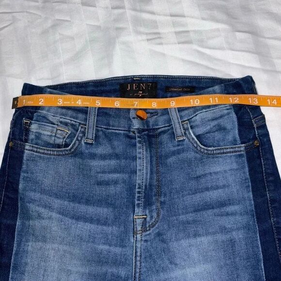 7 For All Mankind 2 Tone Straight Cropped Jeans - Picture 8 of 10